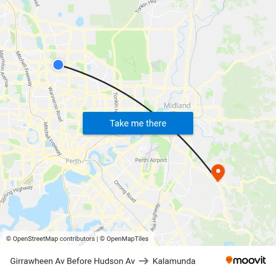 Girrawheen Av Before Hudson Av to Kalamunda map