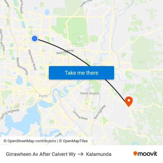 Girrawheen Av After Calvert Wy to Kalamunda map