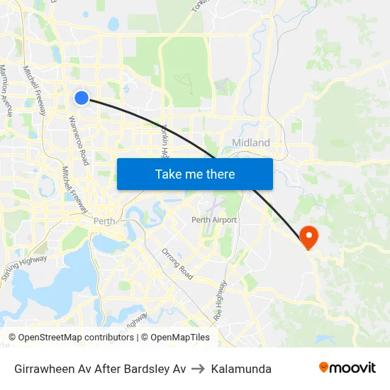 Girrawheen Av After Bardsley Av to Kalamunda map