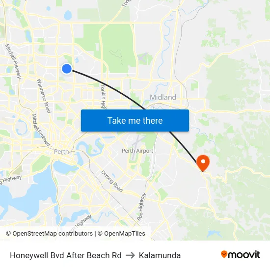 Honeywell Bvd After Beach Rd to Kalamunda map