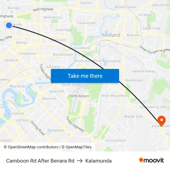 Camboon Rd After Benara Rd to Kalamunda map