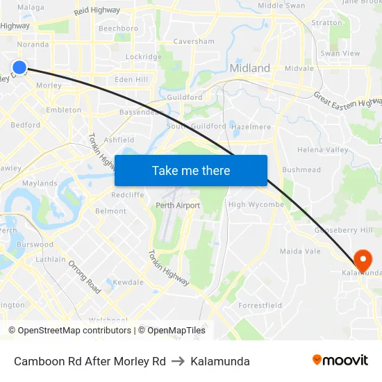 Camboon Rd After Morley Rd to Kalamunda map