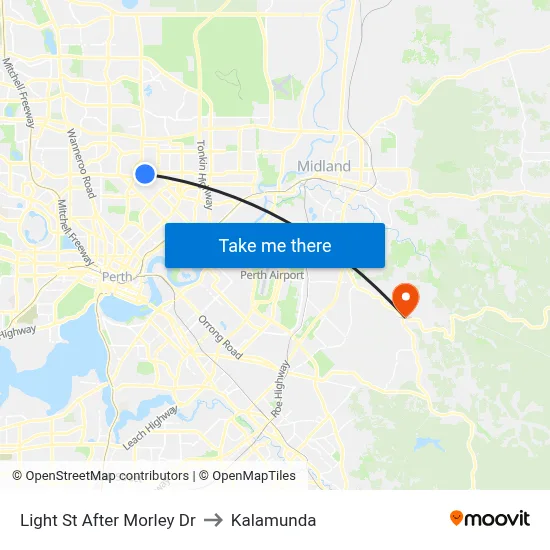 Light St After Morley Dr to Kalamunda map
