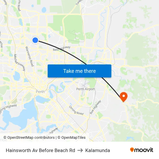 Hainsworth Av Before Beach Rd to Kalamunda map