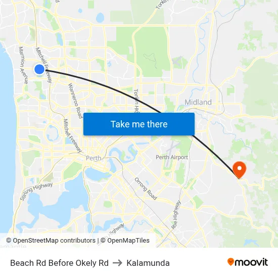 Beach Rd Before Okely Rd to Kalamunda map