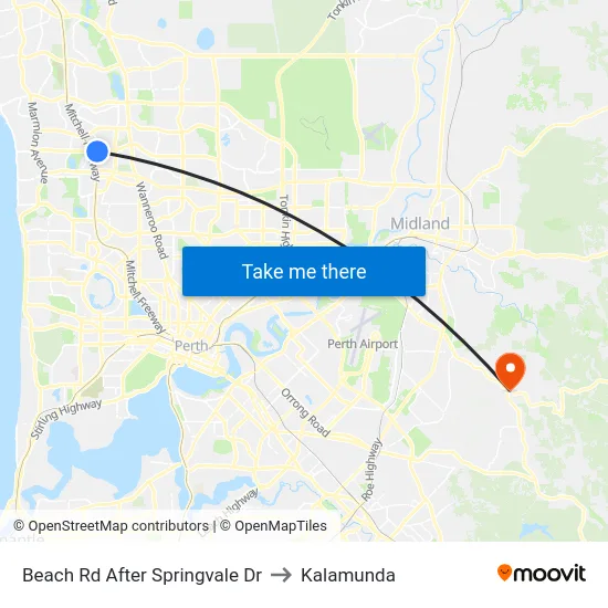 Beach Rd After Springvale Dr to Kalamunda map