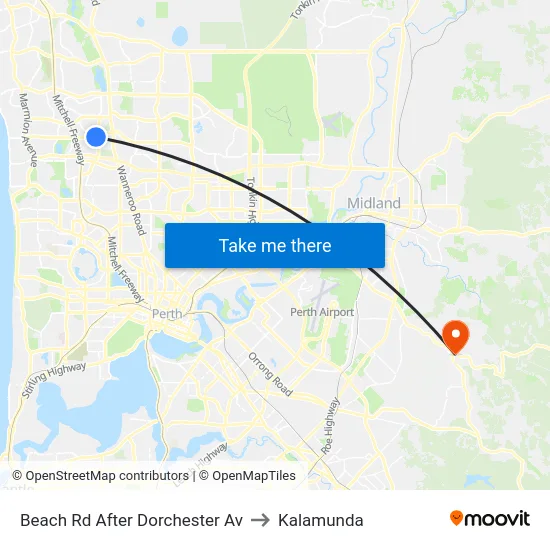 Beach Rd After Dorchester Av to Kalamunda map