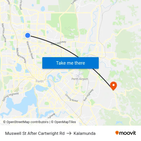 Muswell St After Cartwright Rd to Kalamunda map