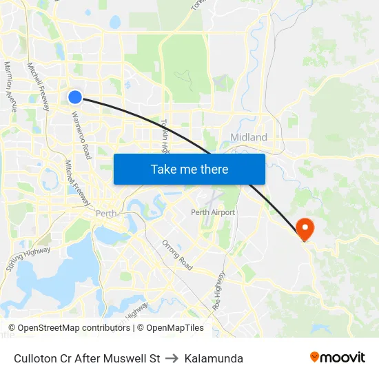 Culloton Cr After Muswell St to Kalamunda map