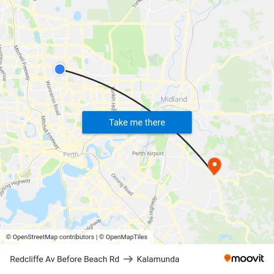 Redcliffe Av Before Beach Rd to Kalamunda map