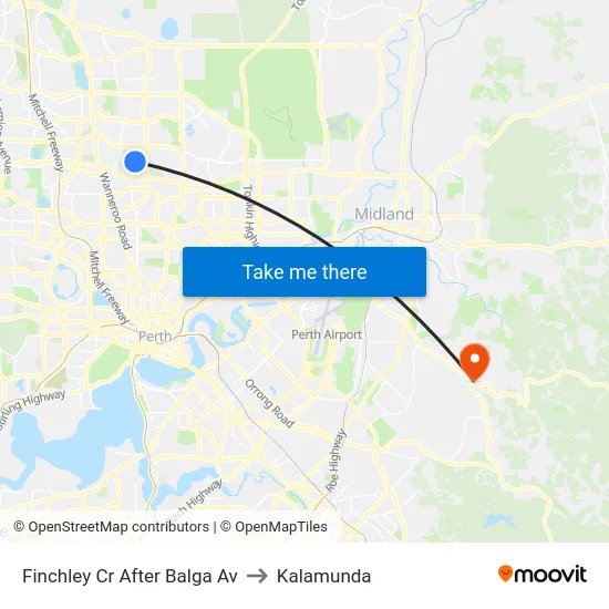 Finchley Cr After Balga Av to Kalamunda map