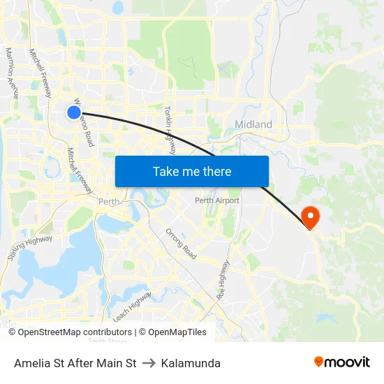 Amelia St After Main St to Kalamunda map
