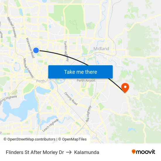Flinders St After Morley Dr to Kalamunda map