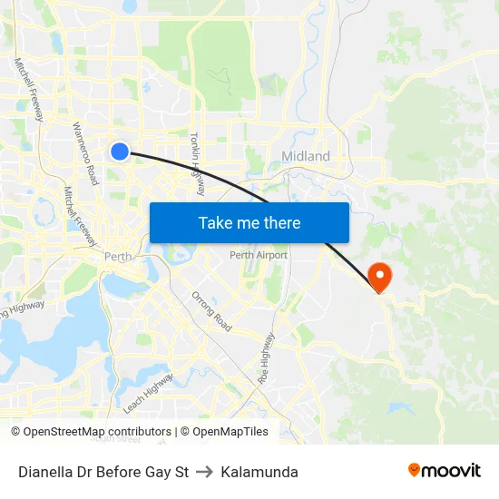 Dianella Dr Before Gay St to Kalamunda map