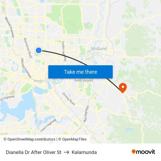 Dianella Dr After Oliver St to Kalamunda map