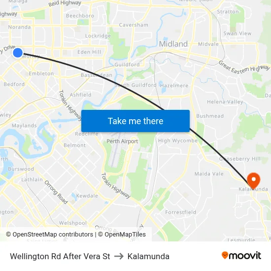 Wellington Rd After Vera St to Kalamunda map