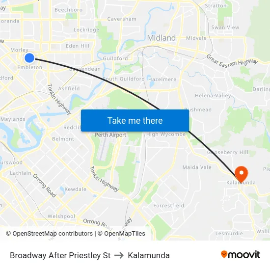 Broadway   After Priestley St to Kalamunda map
