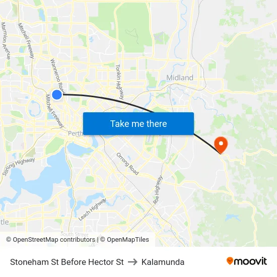Stoneham St Before Hector St to Kalamunda map