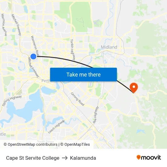 Cape St Servite College to Kalamunda map