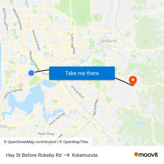Hay St Before Rokeby Rd to Kalamunda map
