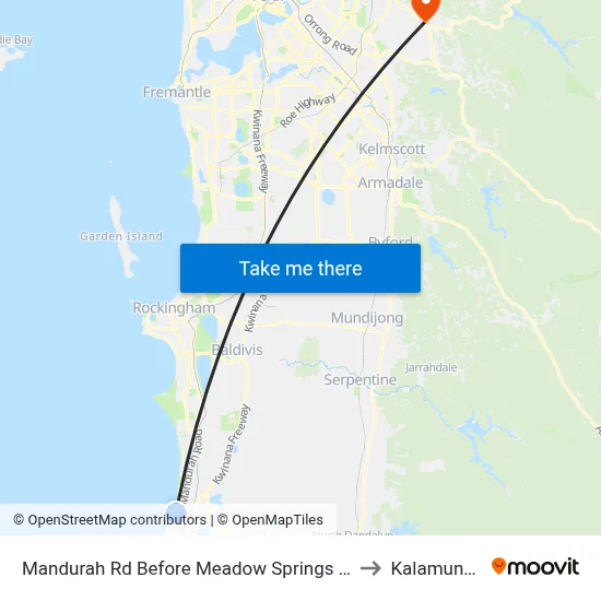 Mandurah Rd Before Meadow Springs Dr to Kalamunda map