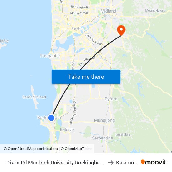 Dixon Rd Murdoch University Rockingham Campus to Kalamunda map