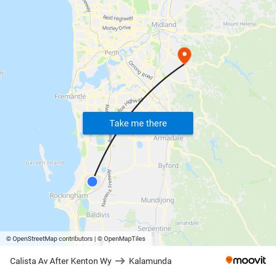 Calista Av After Kenton Wy to Kalamunda map