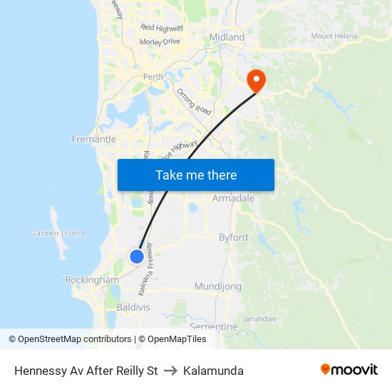 Hennessy Av After Reilly St to Kalamunda map