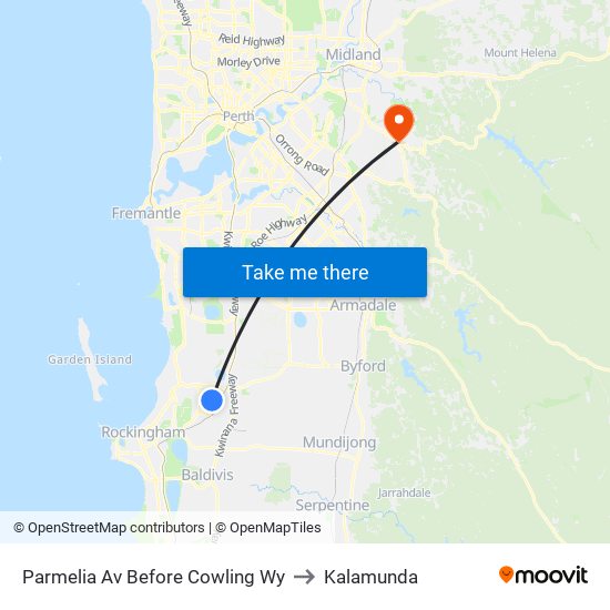 Parmelia Av Before Cowling Wy to Kalamunda map