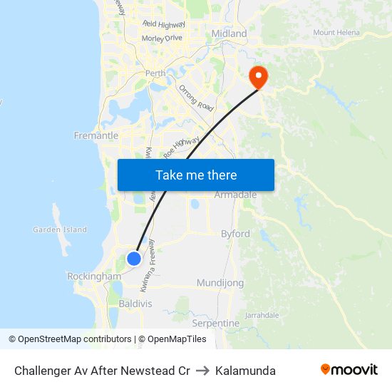 Challenger Av After Newstead Cr to Kalamunda map