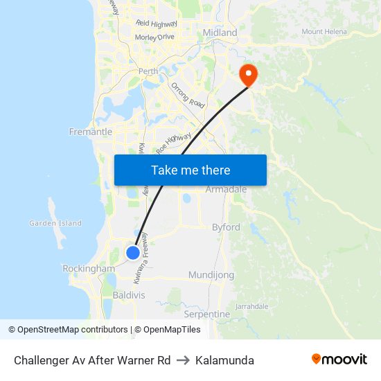 Challenger Av After Warner Rd to Kalamunda map