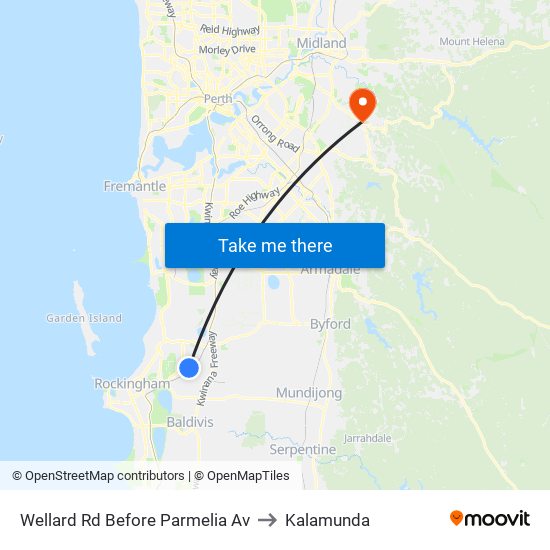 Wellard Rd Before Parmelia Av to Kalamunda map