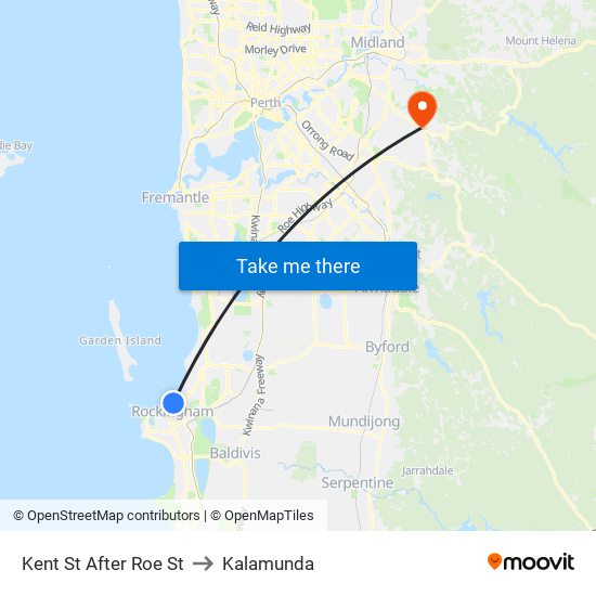 Kent St After Roe St to Kalamunda map