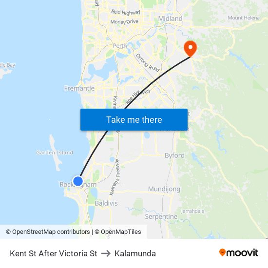 Kent St After Victoria St to Kalamunda map