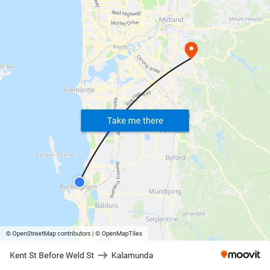 Kent St Before Weld St to Kalamunda map