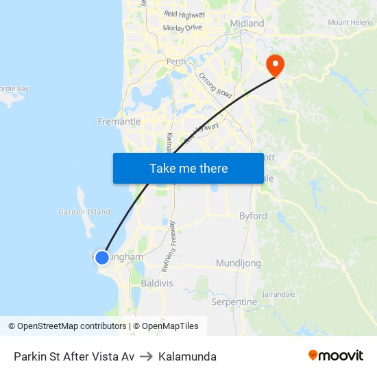 Parkin St After Vista Av to Kalamunda map