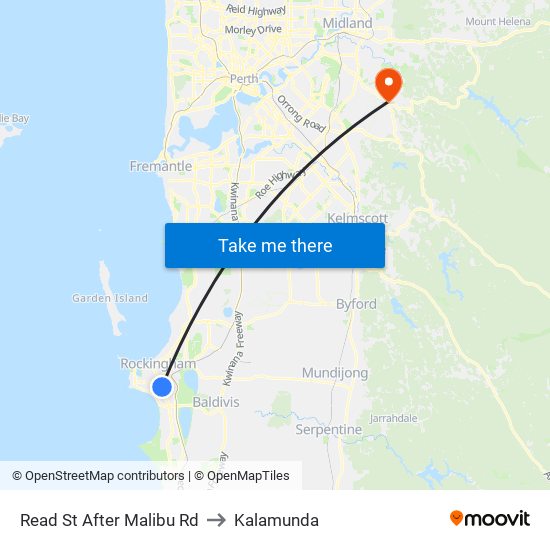 Read St After Malibu Rd to Kalamunda map