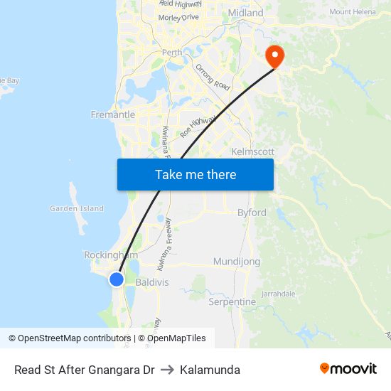 Read St After Gnangara Dr to Kalamunda map