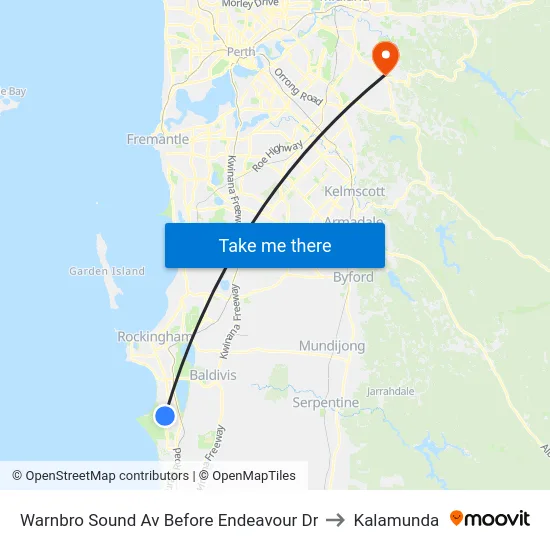 Warnbro Sound Av Before Endeavour Dr to Kalamunda map
