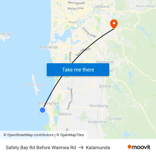 Safety Bay Rd Before Waimea Rd to Kalamunda map