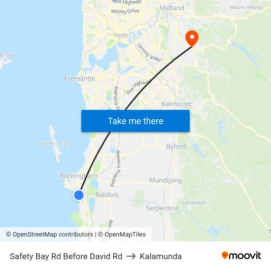 Safety Bay Rd Before David Rd to Kalamunda map