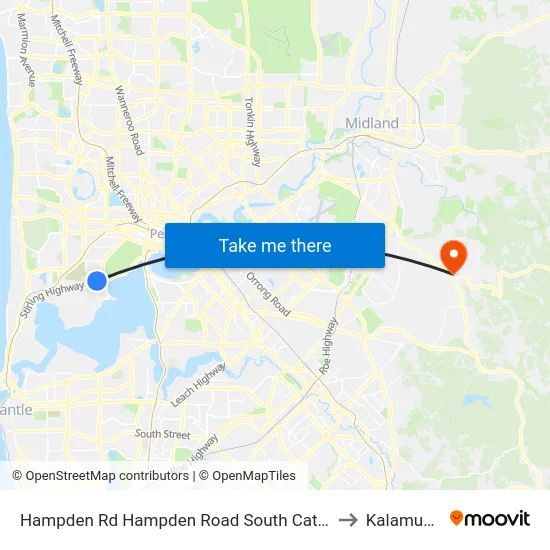 Hampden Rd Hampden Road South Cat Id 128 to Kalamunda map