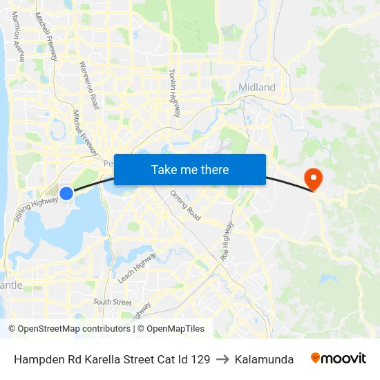 Hampden Rd Karella Street Cat Id 129 to Kalamunda map