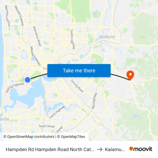 Hampden Rd Hampden Road North Cat Id 130 to Kalamunda map