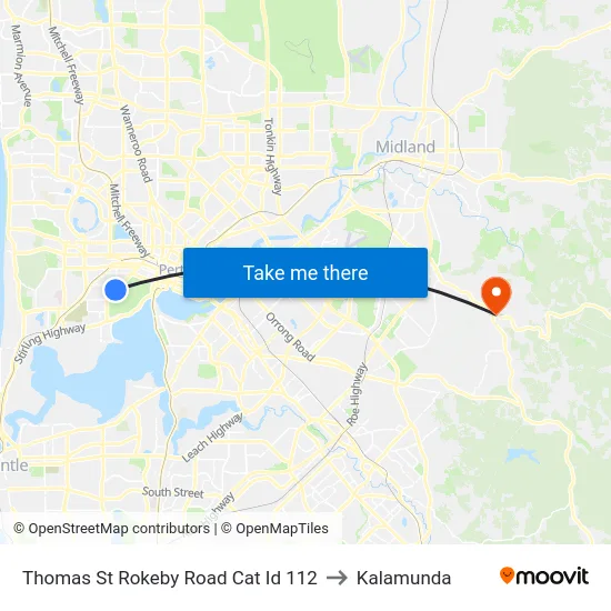 Thomas St Rokeby Road Cat Id 112 to Kalamunda map