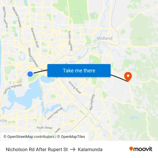 Nicholson Rd After Rupert St to Kalamunda map