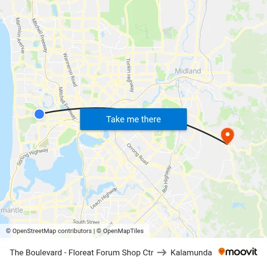 The Boulevard  - Floreat Forum Shop Ctr to Kalamunda map