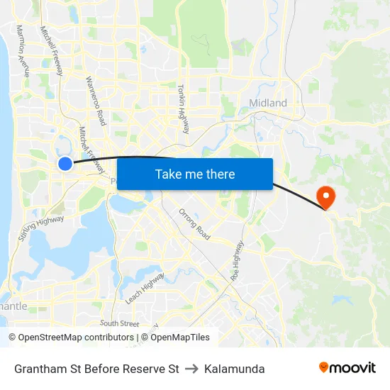 Grantham St Before Reserve St to Kalamunda map