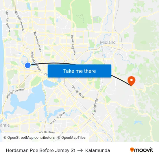 Herdsman Pde Before Jersey St to Kalamunda map