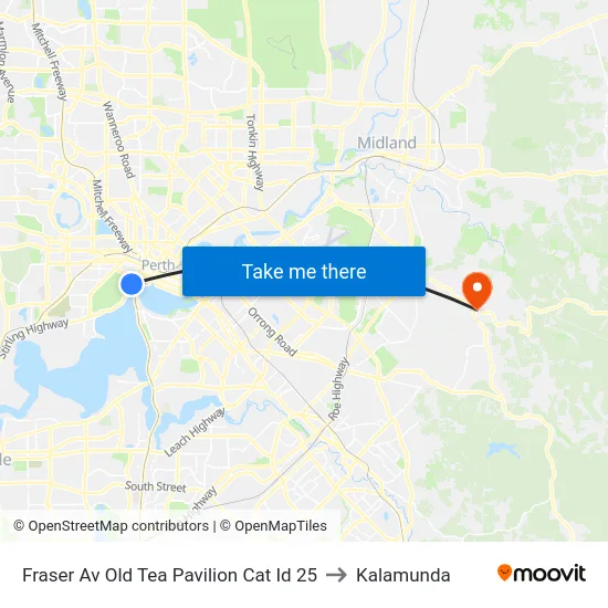 Fraser Av Old Tea Pavilion Cat Id 25 to Kalamunda map